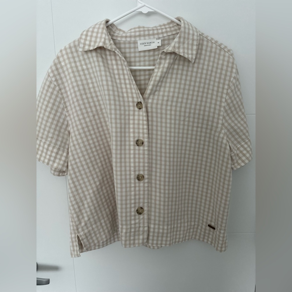 Cozy Earth Beige Checkered Shirt